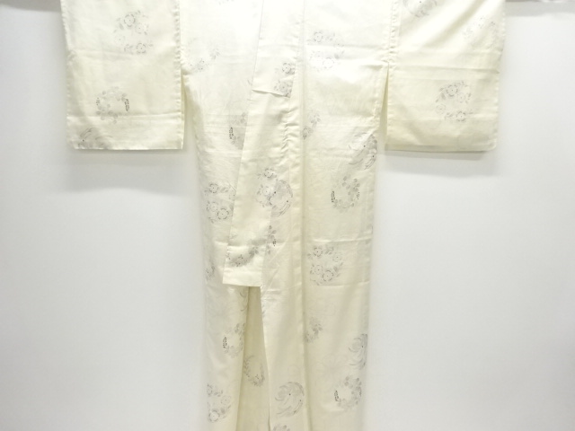  絽草花模様小紋着物